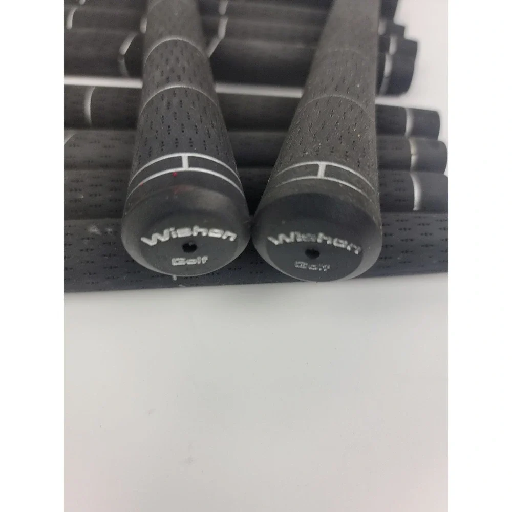 Wishon Golf Grips Set of 10 Black Perforated Rubber Spiral Line Pattern Standard